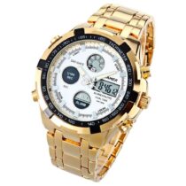 Montre homme - Quamer 165 - Plaqué Or - fond blanc - garantie 3 mois