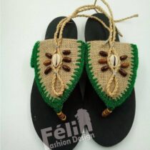 Sandale Africaine Nu-Pieds tissée à la main - Semelles Plates - Femme - P.40
