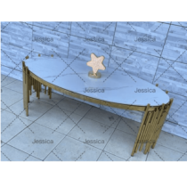 Table basse de luxe en verre trempé - base en acier inoxydable - Blanche