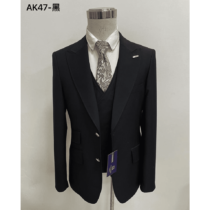 Costume veste 3 pièces sur mesure - 2 Boutons dorés - Noir