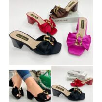 Mules à talons carré pour femmes - Pointures 37 à 41 - Rouge