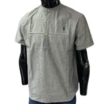 Chemisette en Lin Homme Ralph Laurent - L à 2XL - Col Mao - gris claire